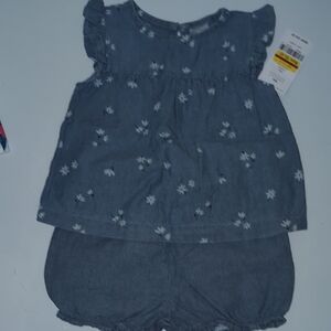 Blue Floral Baby Outfit